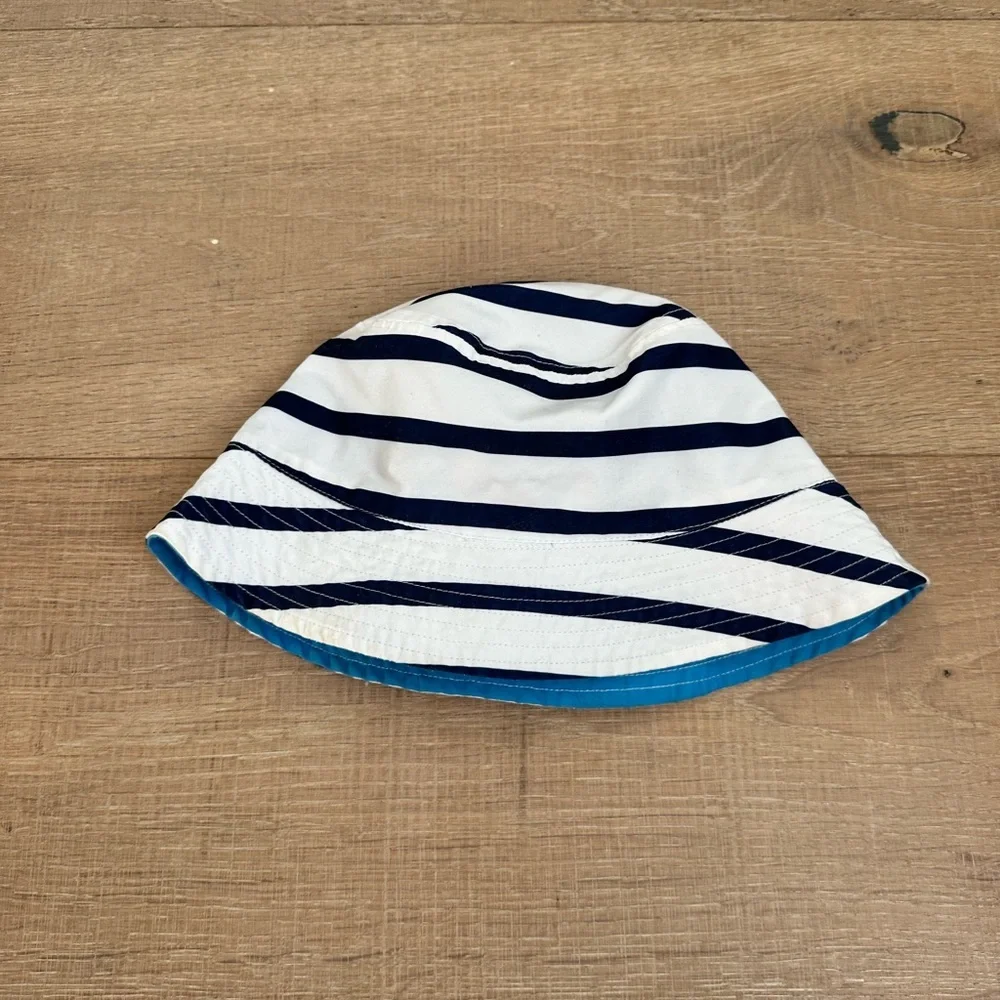 Hanna Andersson Navy and White Striped Kids Bucket Hat